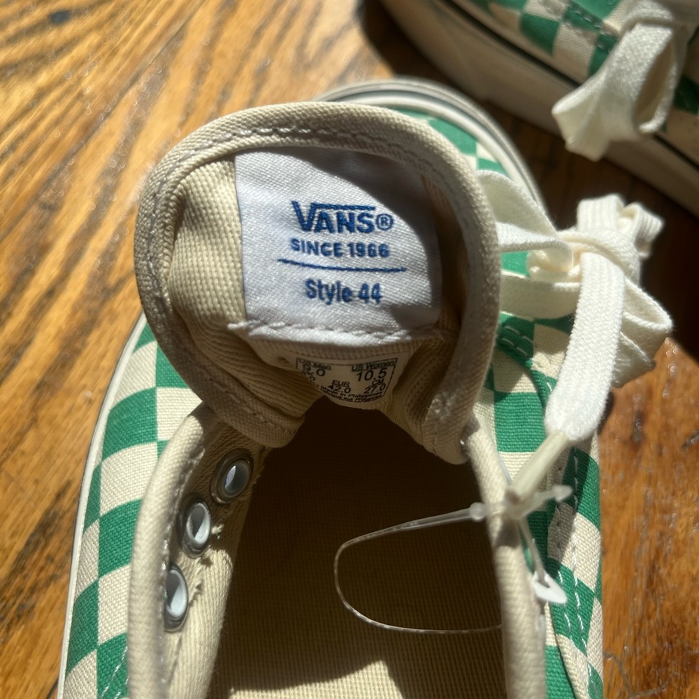 Vans Green and White Checkered Sneakers - Picture 3 of 6